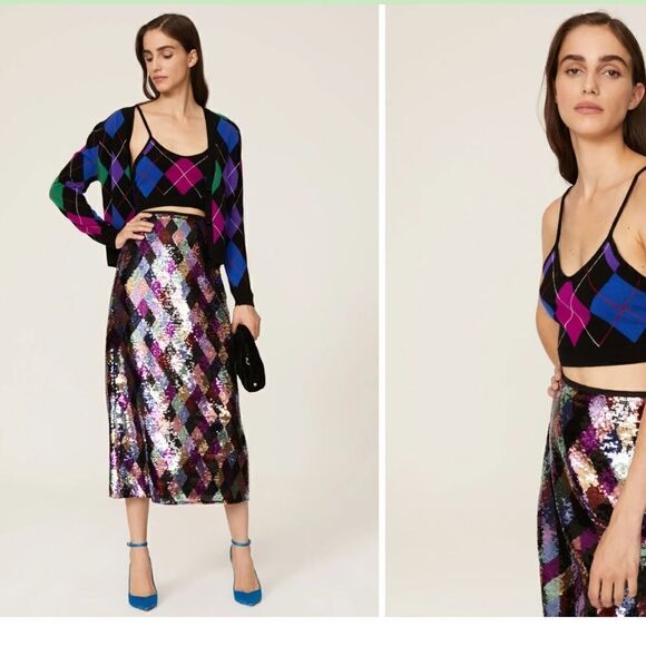 Le Superbe Argyle Gem Crop Top NWT Medium cashmere blend - Picture 1 of 9
